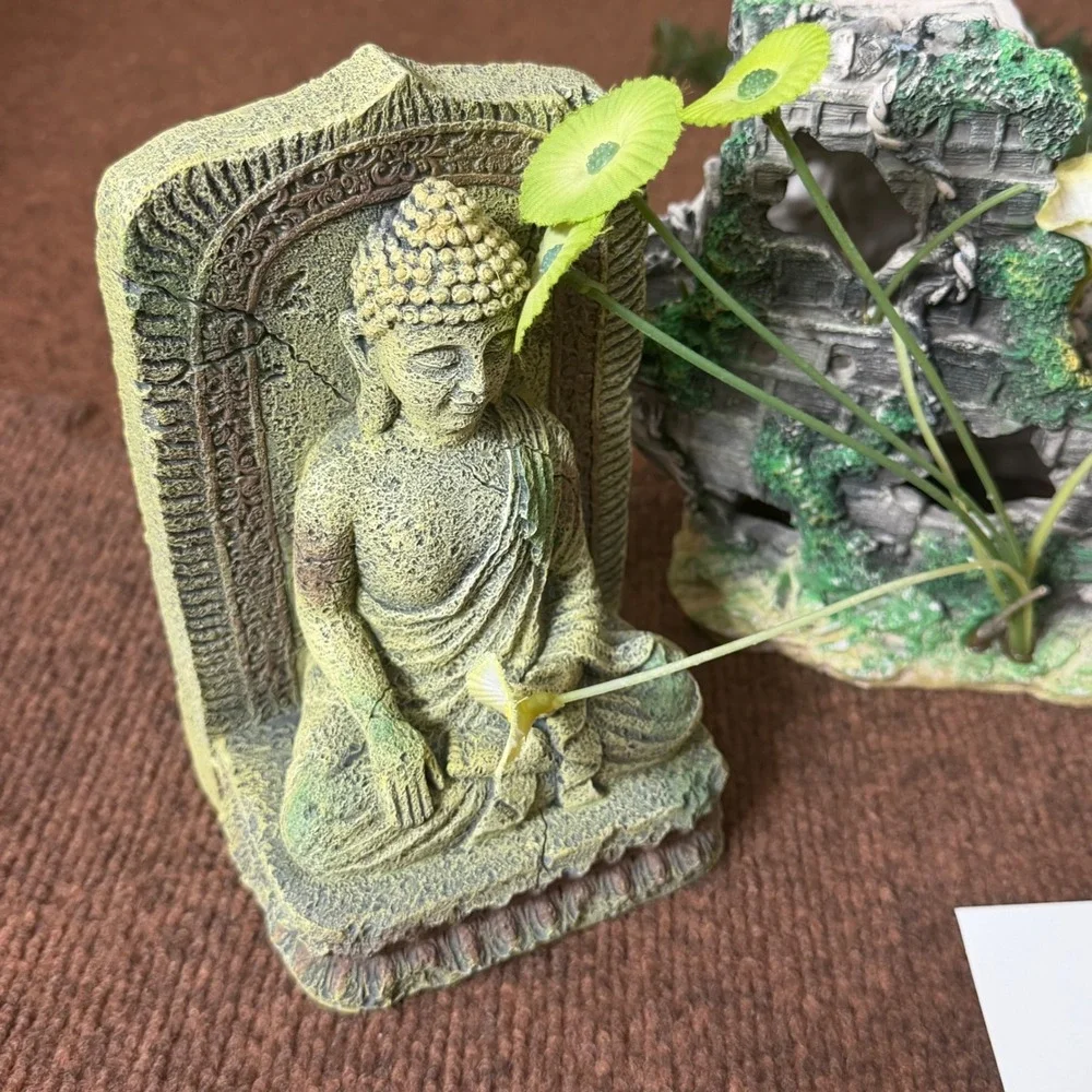 Buddha Statue and Ancient Temple Ruins‎ Aquarium Decorations 3 Piece Set